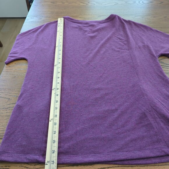 Chico's Purple Tunic Top Size‎ L Short Sleeve Keyhole Neckline Side Pockets - Picture 13 of 13